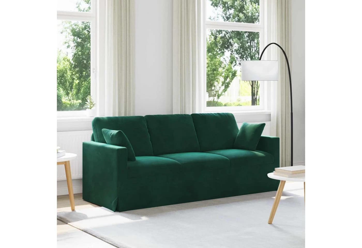 vidaXL Sofa Dunkelgrün Samt Metallrahmen