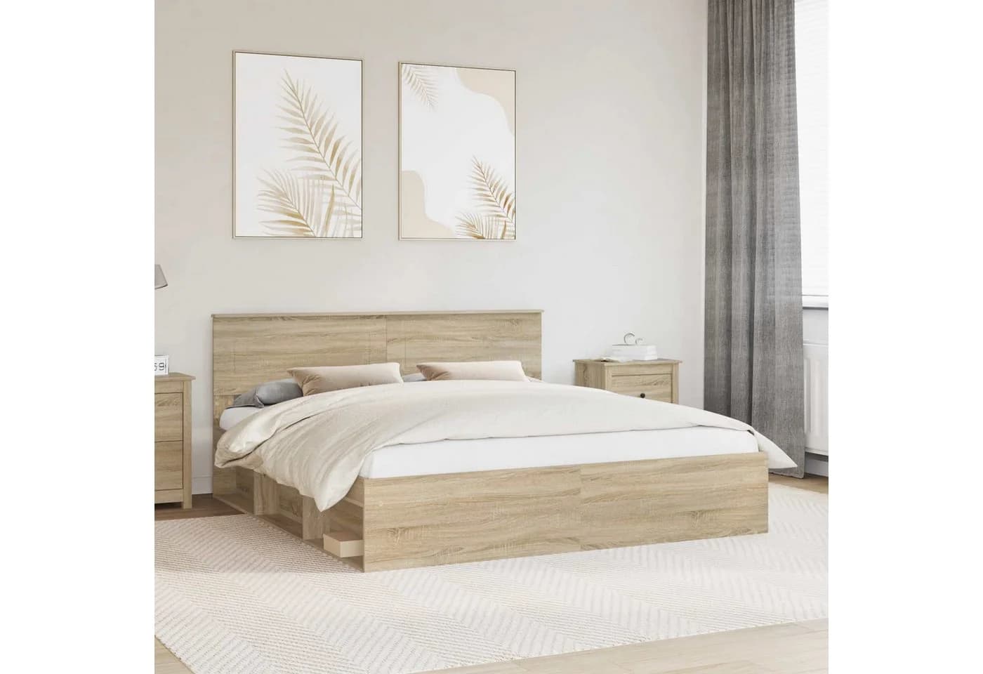 vidaXL Bettgestell mit Kopfteil Sonoma Holzwerkstoff Modern