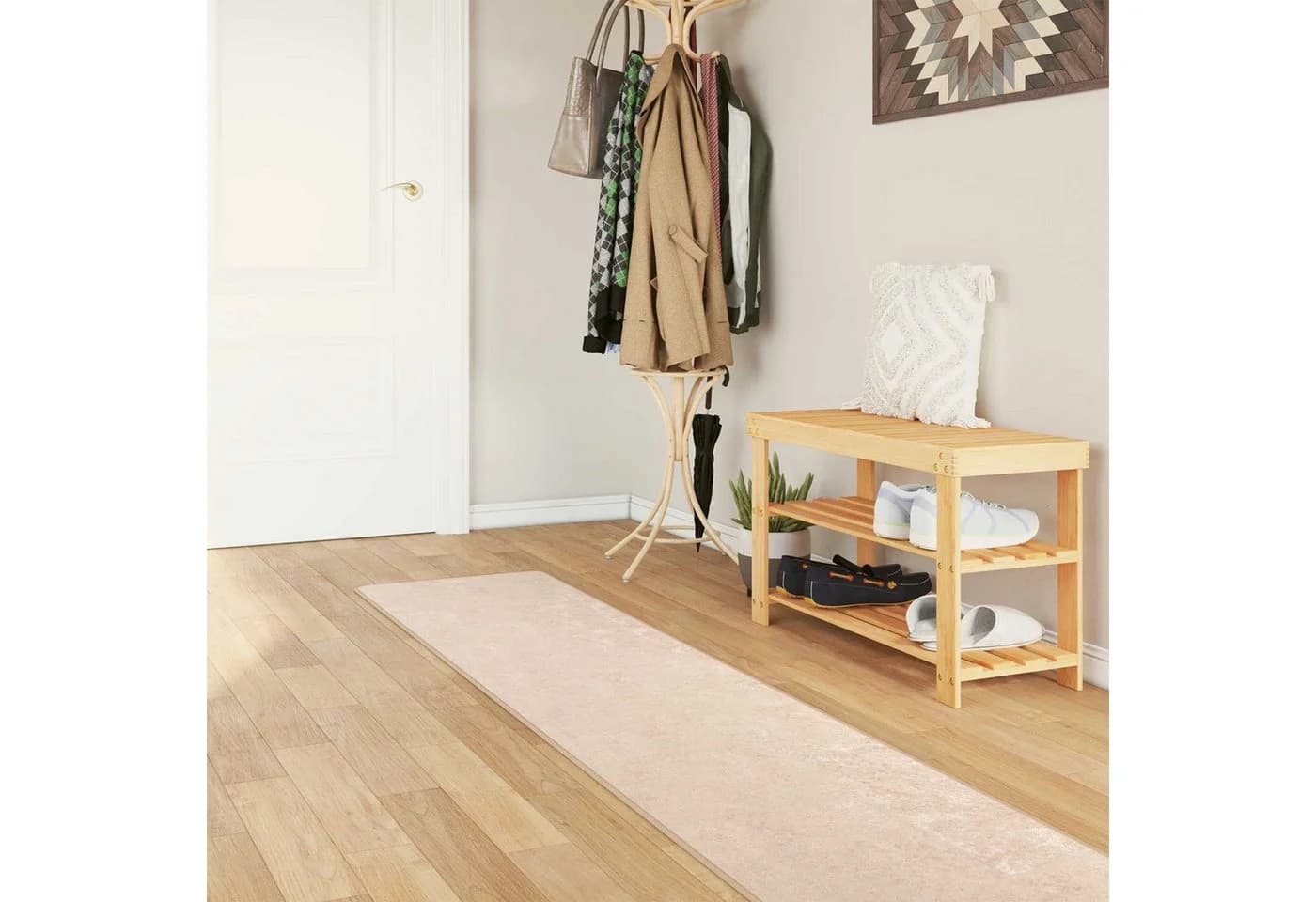 vidaXL Teppichläufer MARSA Creme Polyester PVC