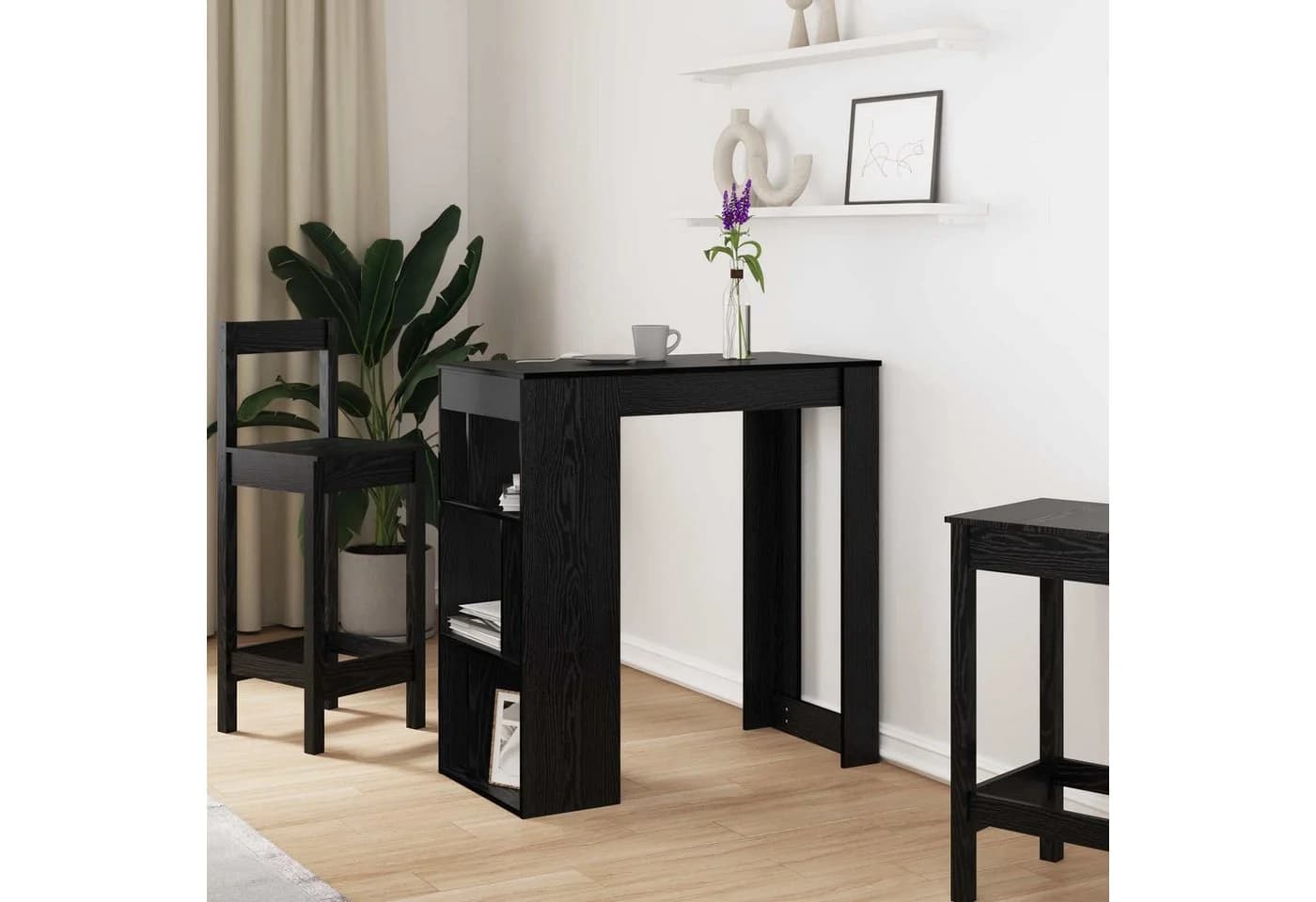 vidaXL Bartisch Schwarz Eichen-Optik Holzwerkstoff Modern