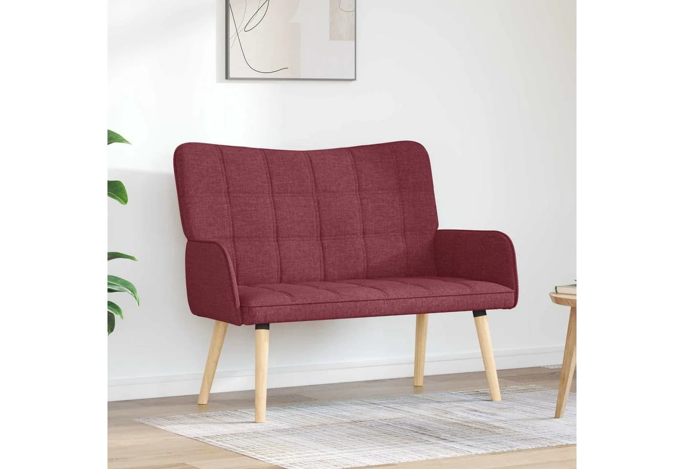 vidaXL 2-Sitzer Sofa Weinrot Stoff Metallrahmen