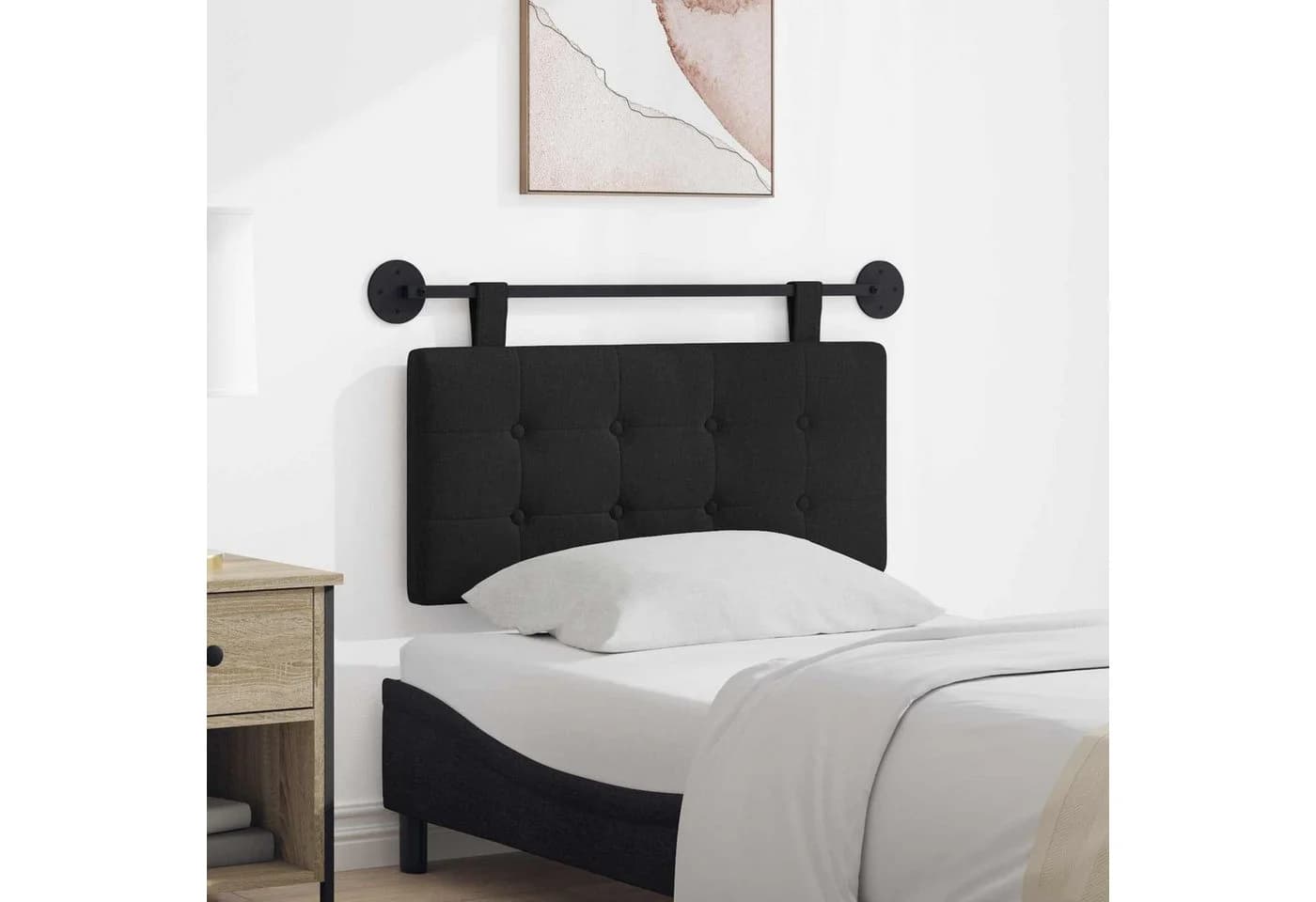 vidaXL Hängendes Kopfteil Stoff Schwarz 100x55x5 cm