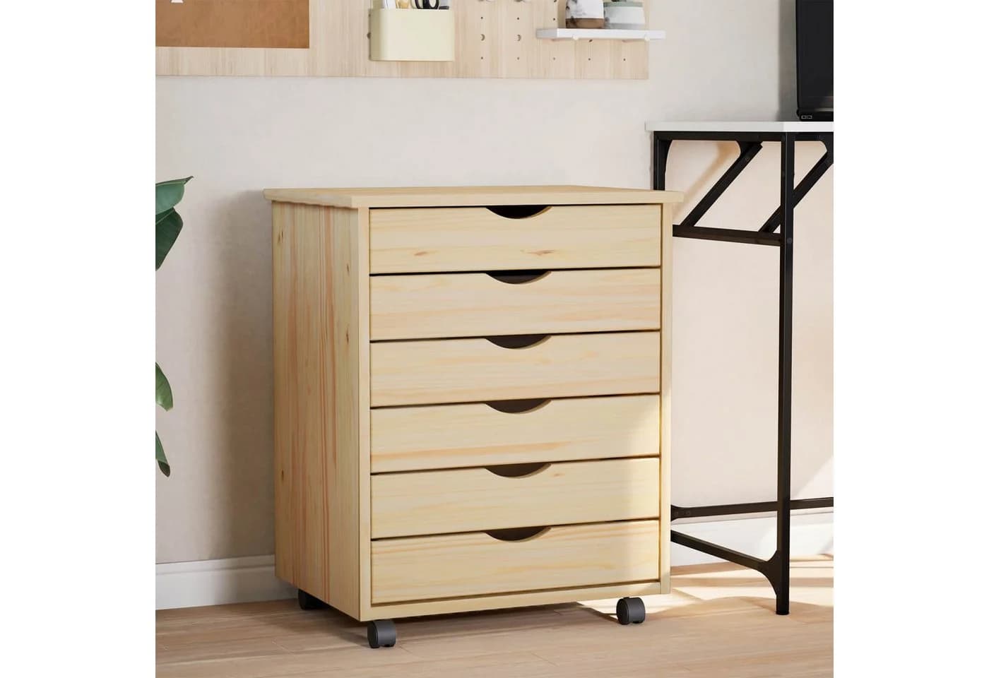 vidaXL Rollcontainer mit Schubladen MOSS Klarlack