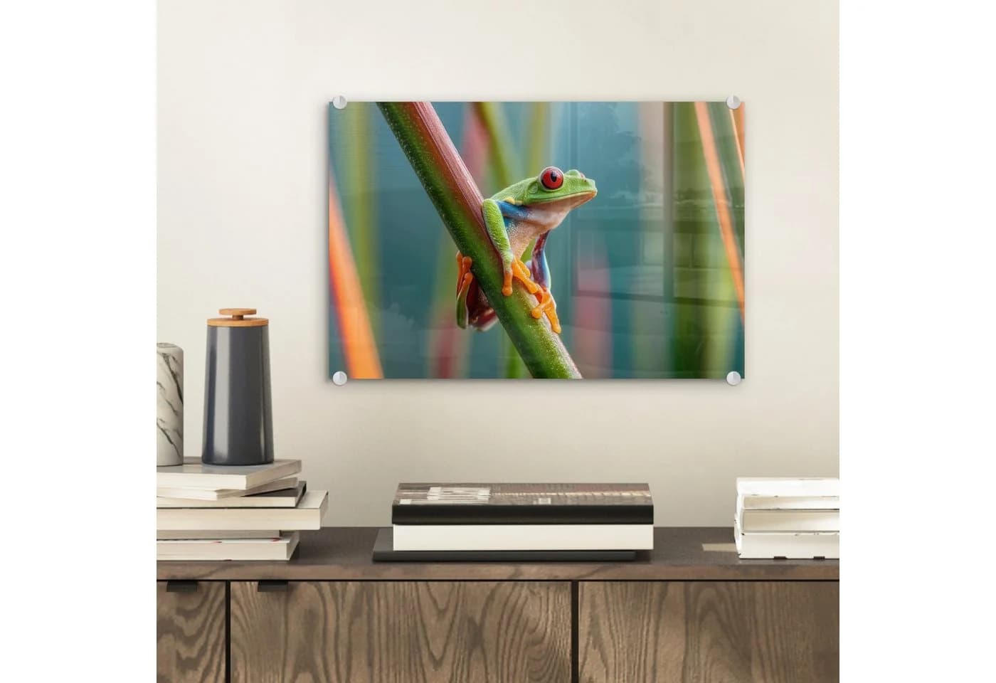 MuchoWow Acrylglasbild Bunter Frosch Modern