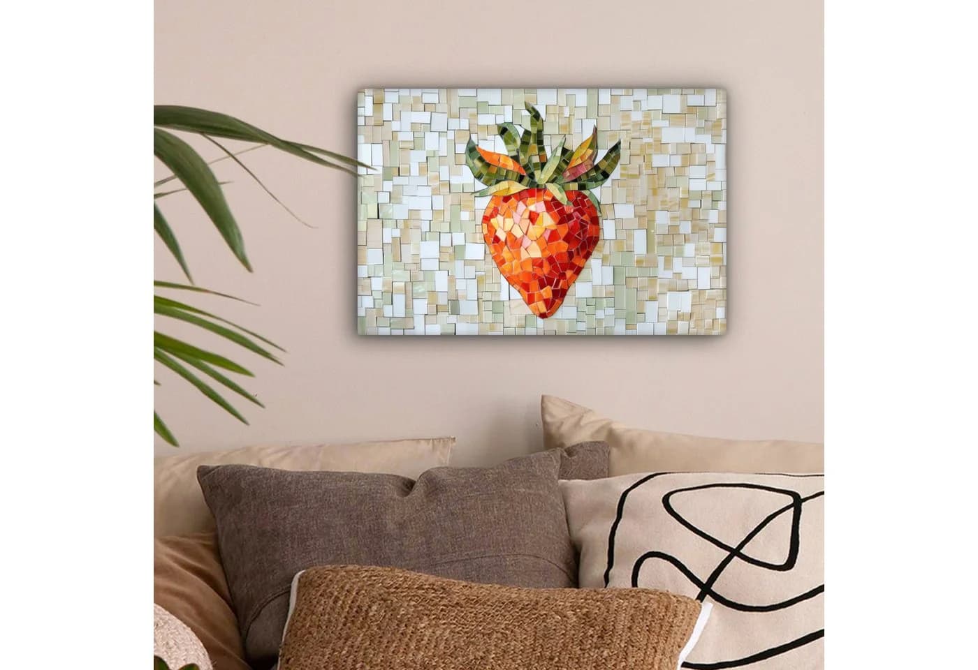 OneMillionCanvasses® Leinwandbild Erdbeere Mosaik Rot 30x20 cm