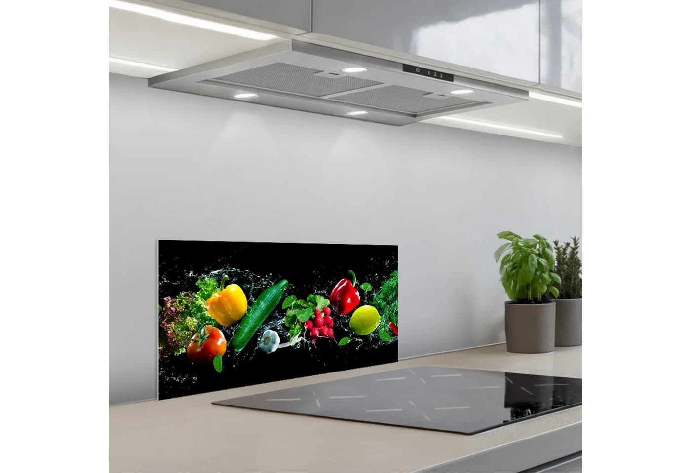 KitchenYeah Küchenrückwand selbstklebend Schwarz Gemüse Splash