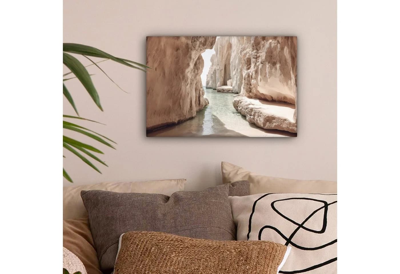 OneMillionCanvasses® Leinwandbild Felsen - Meer - Sand - Schlucht 30x20 cm