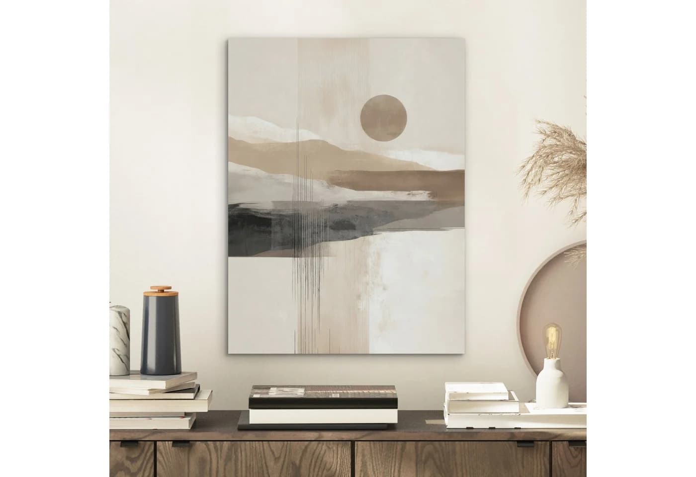 MuchoWow Akustikbild Minimalistisch Beige PET-Filz