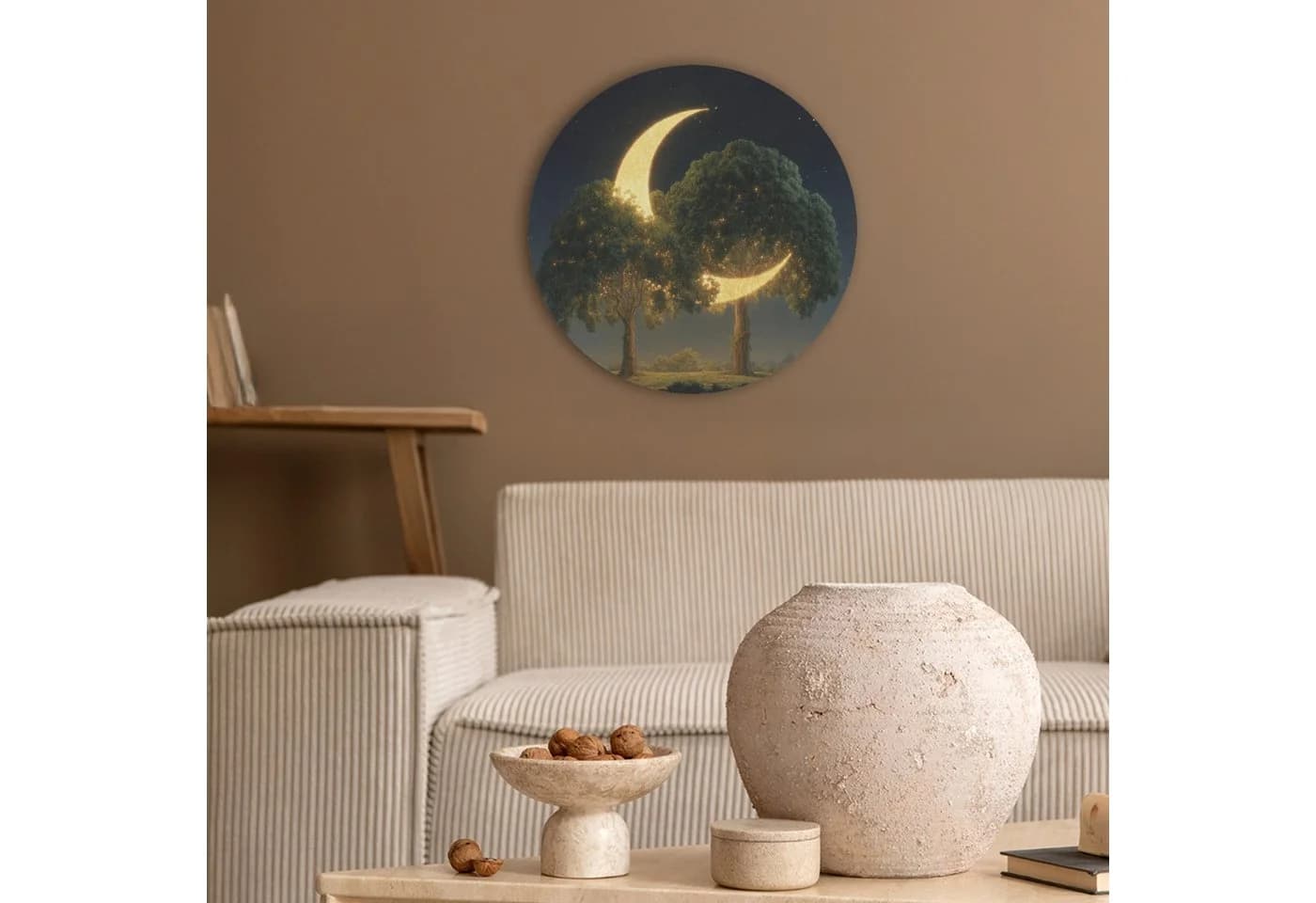 MuchoWow Akustikbild Mond Bäume 30x30 cm PET-Filz