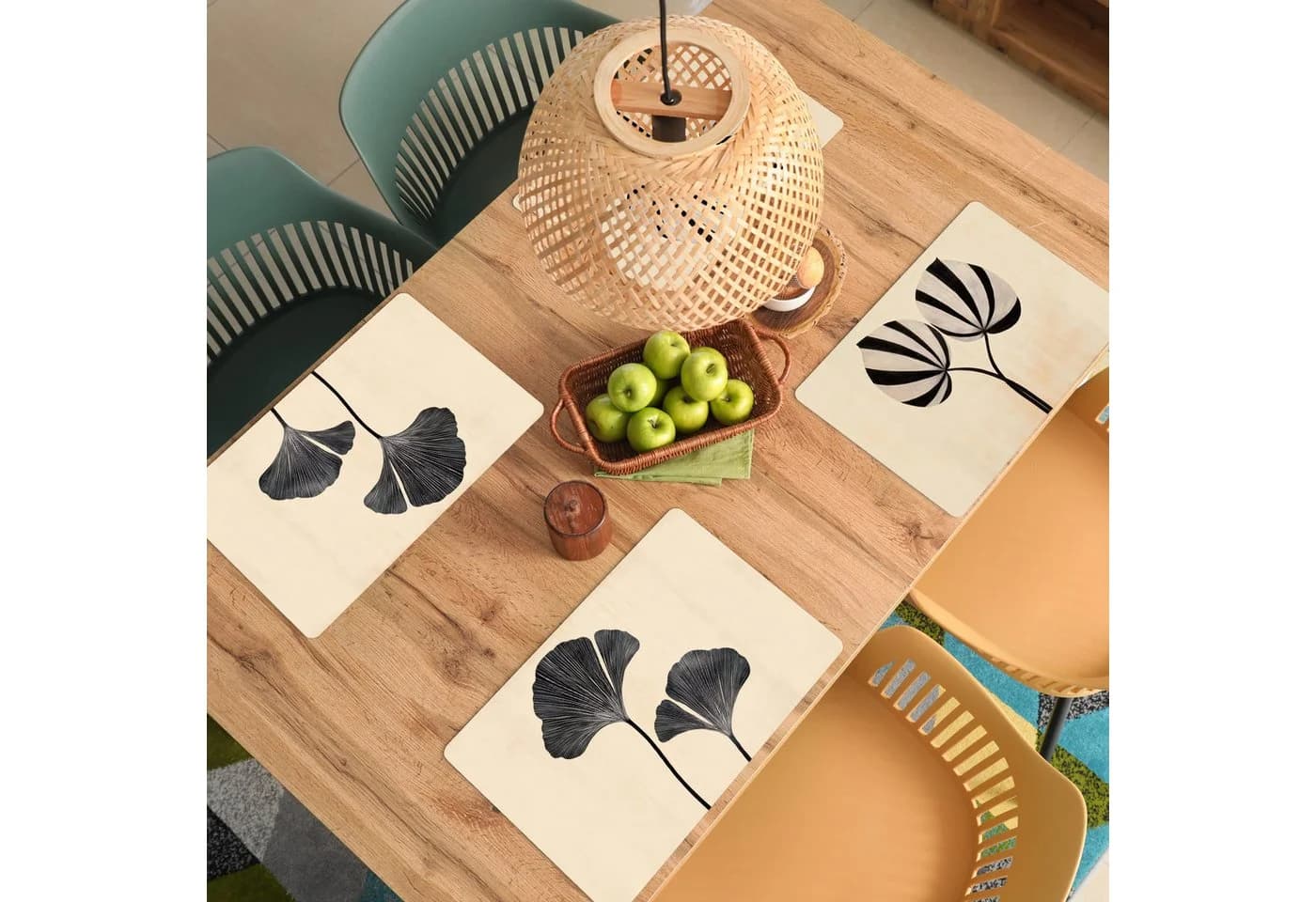MuchoWow Platzset Neutral Flow Beige Schwarz Weiß Abstrakt 6er Set