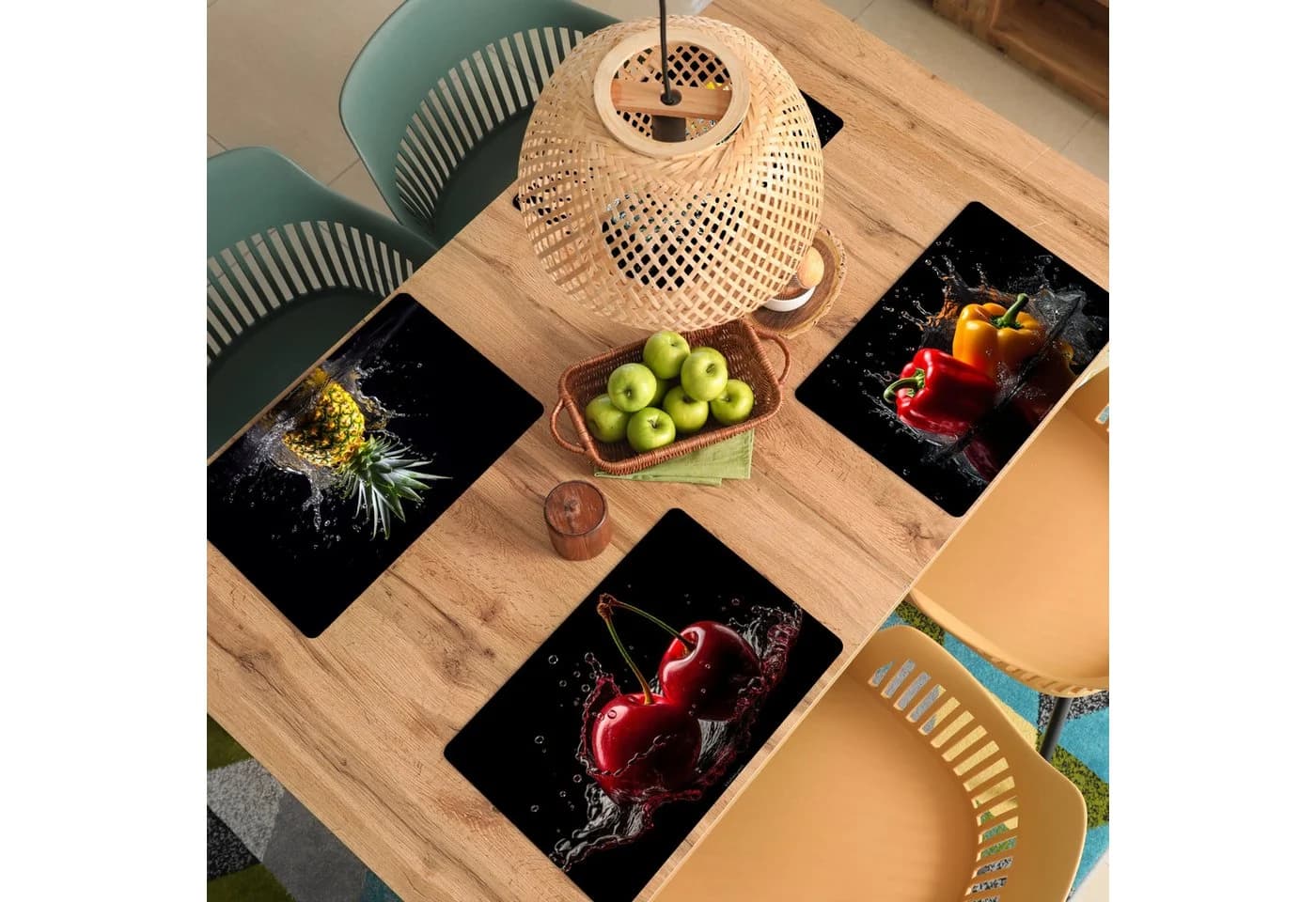 MuchoWow Platzset Splash Obst und Gemüse 6-St Tischsets