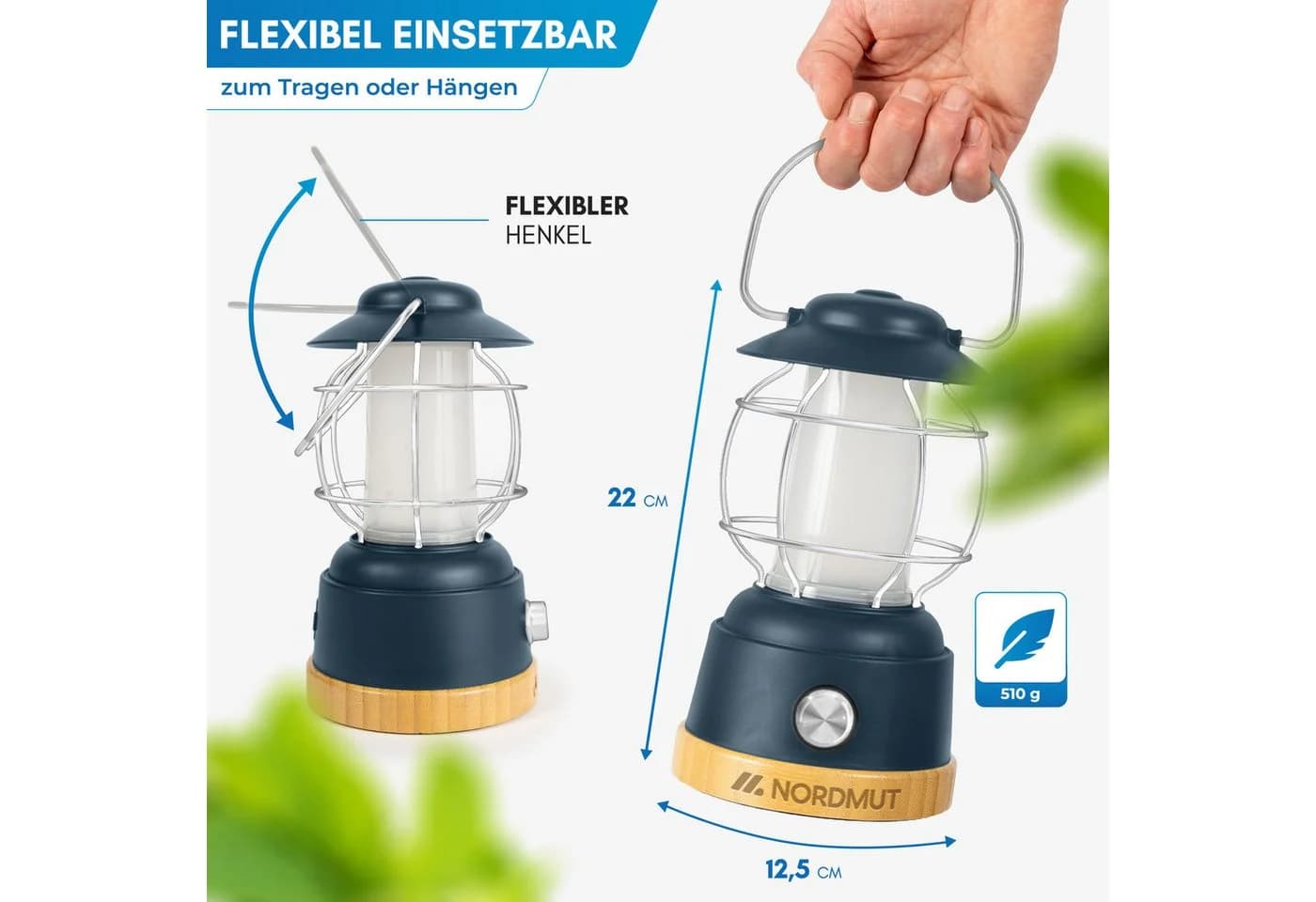 Nordmut Campinglampe Esja LED mit Powerbank 5200 mAh Schwarz