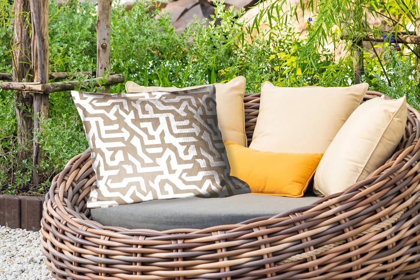 MuchoWow Dekokissen Modern Abstrakt Beige Outdoor