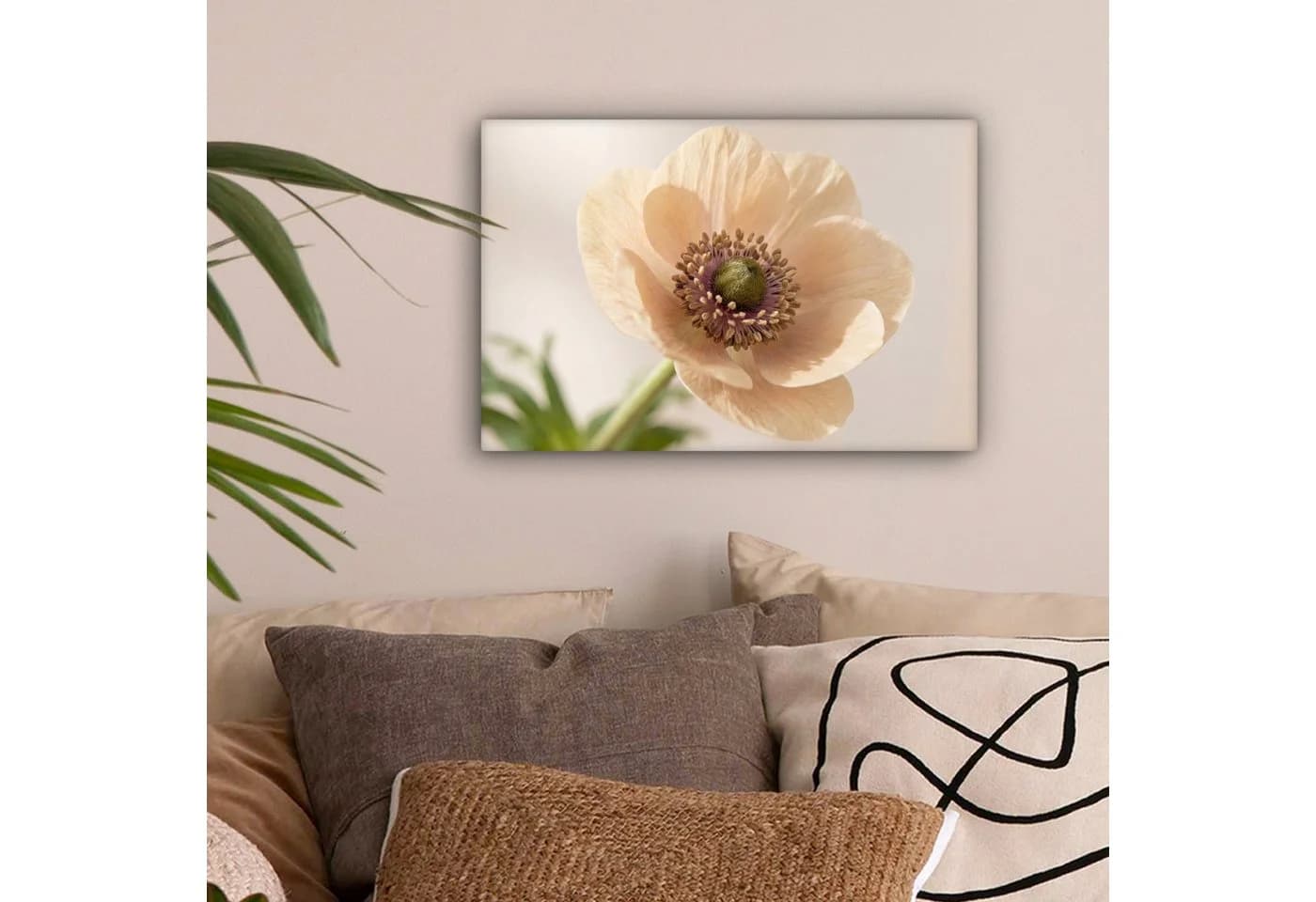 OneMillionCanvasses® Leinwandbild Blume Minimalistisch Grün 30x20 cm