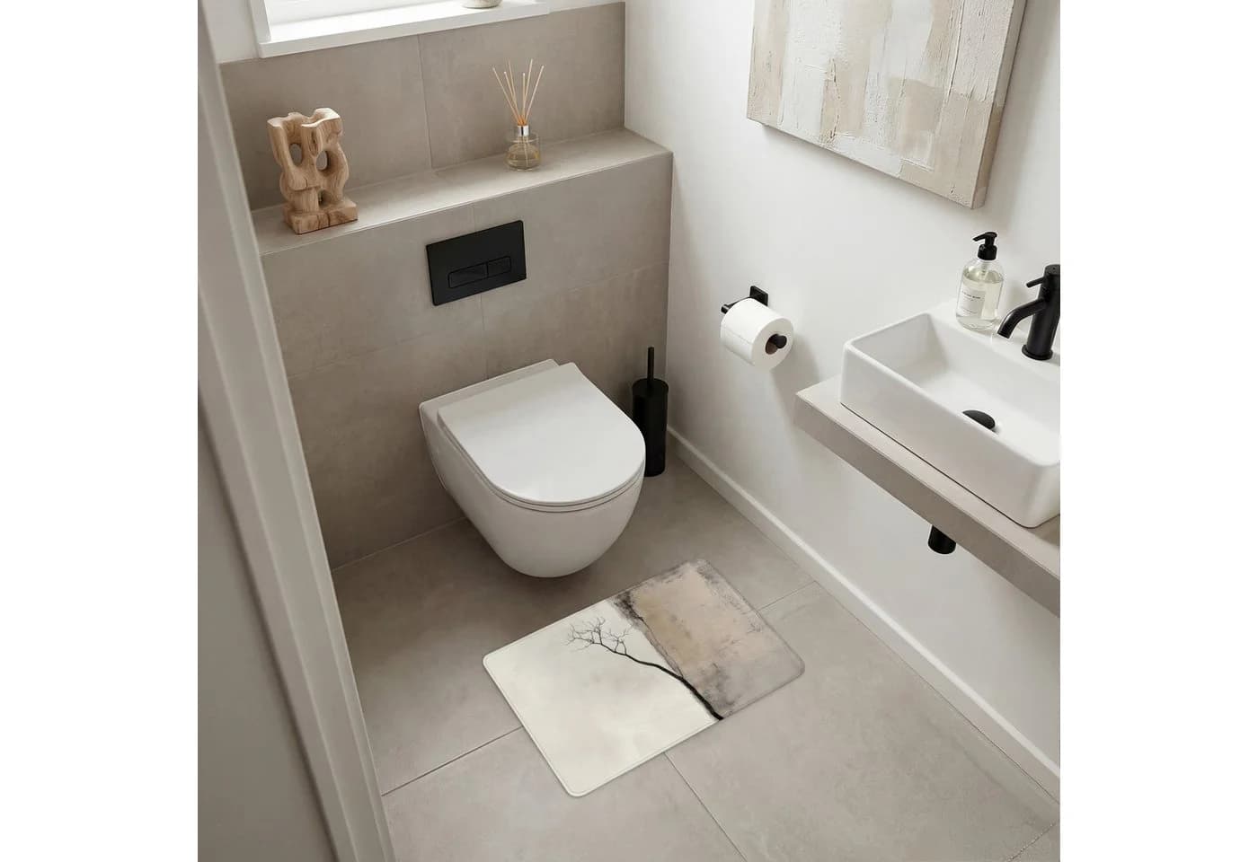 OnlyWow WC-Vorleger Wabi Sabi Beige Mikrofaser