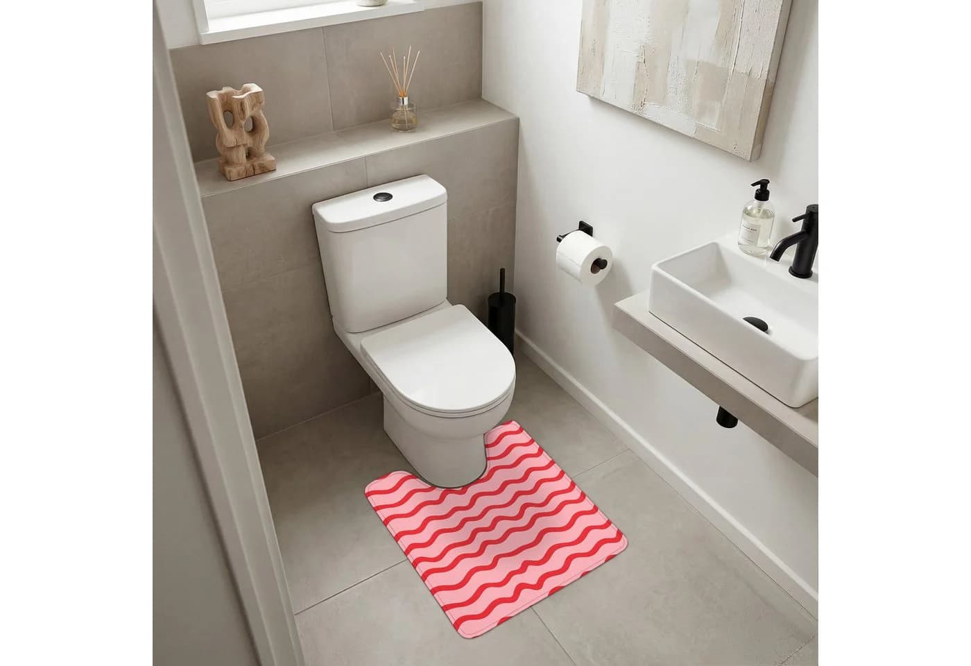 OnlyWow WC-Vorleger Verspielt Rot Mikrofaser Memory-Foam