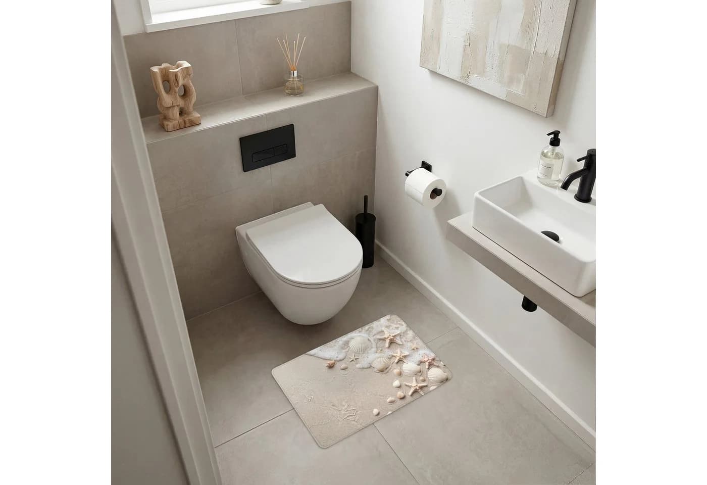 OnlyWow WC-Vorleger Muscheln Seesterne Polyester Rechteckig