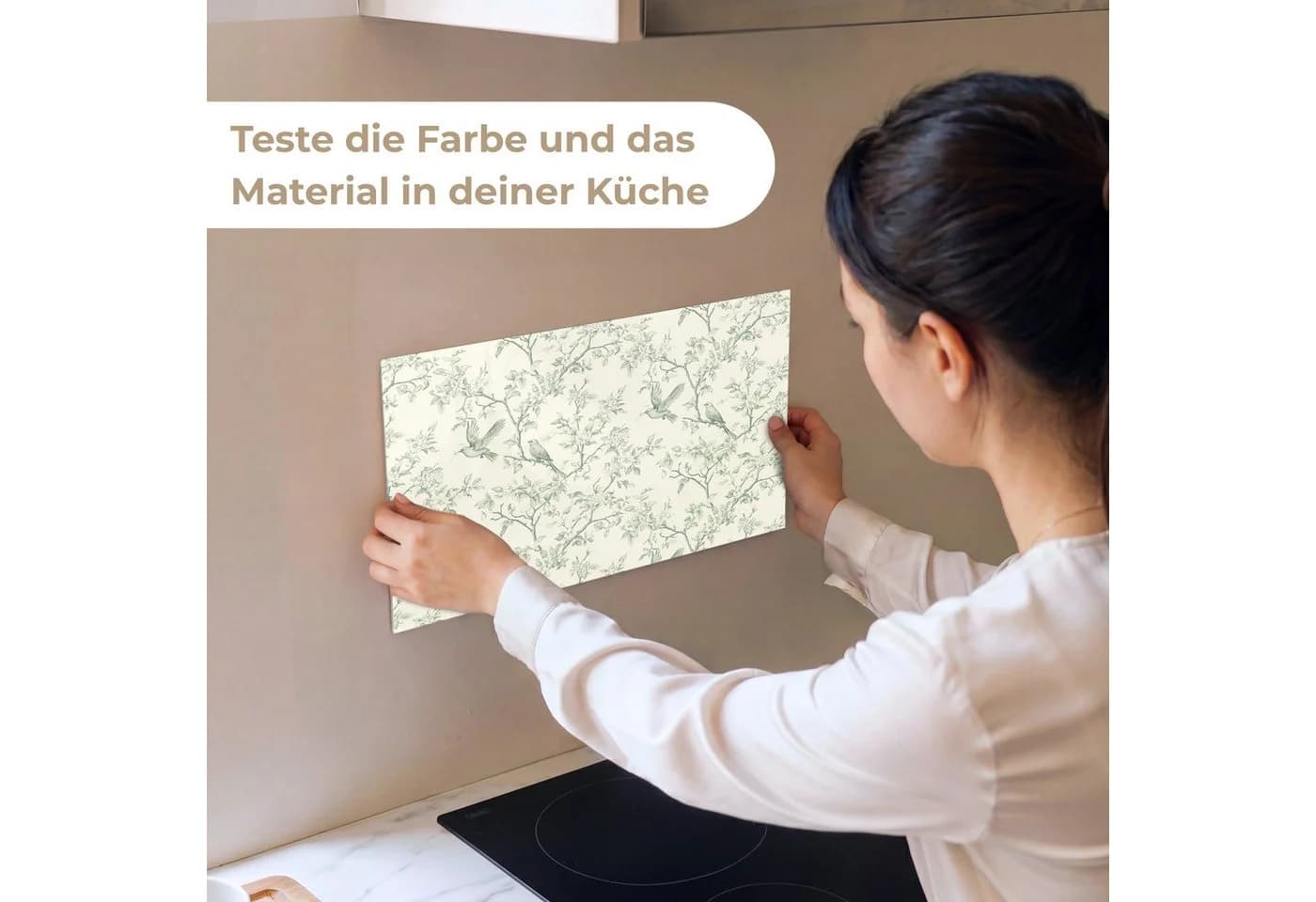 KitchenYeah Küchenrückwand Selbstklebend Klassisch Vögel Grün