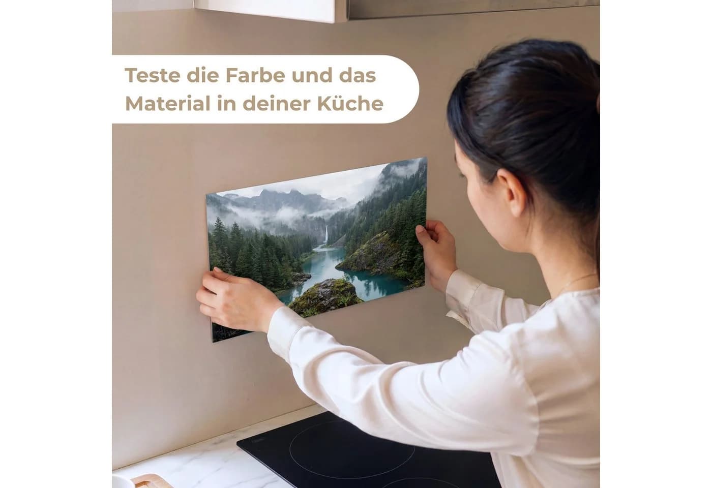 KitchenYeah Küchenrückwand Wasserfall Muster Selbstklebend Glasoptik