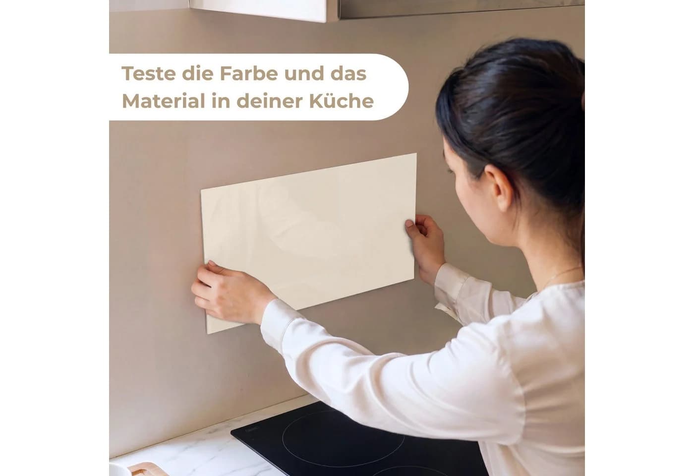 KitchenYeah Küchenrückwand selbstklebend Beige Glasoptik