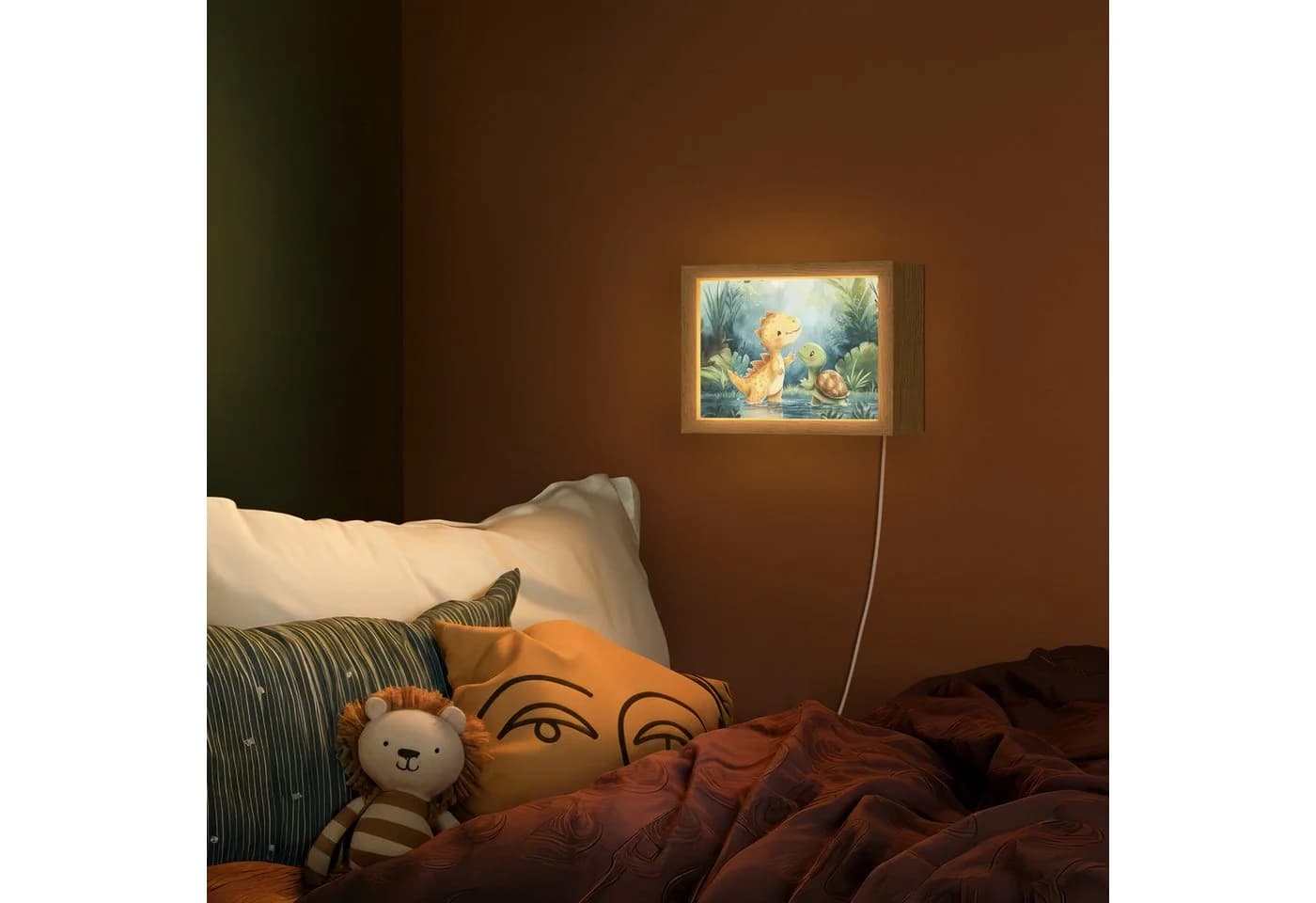 OnlyWow Wandleuchte Lightbox Dinosaurier & Schildkröte Dimmbar LED