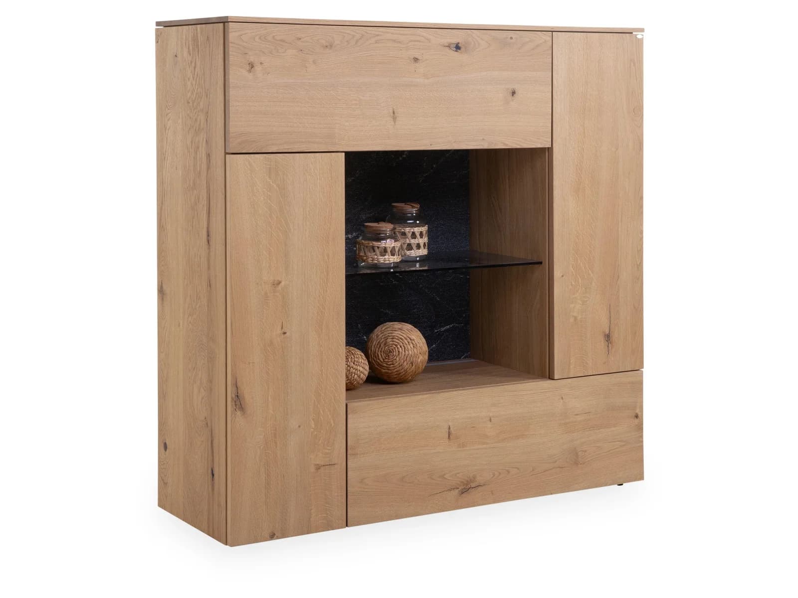 Highboard VOGLAUER VROCK Alteiche rustiko mit Steinakzent