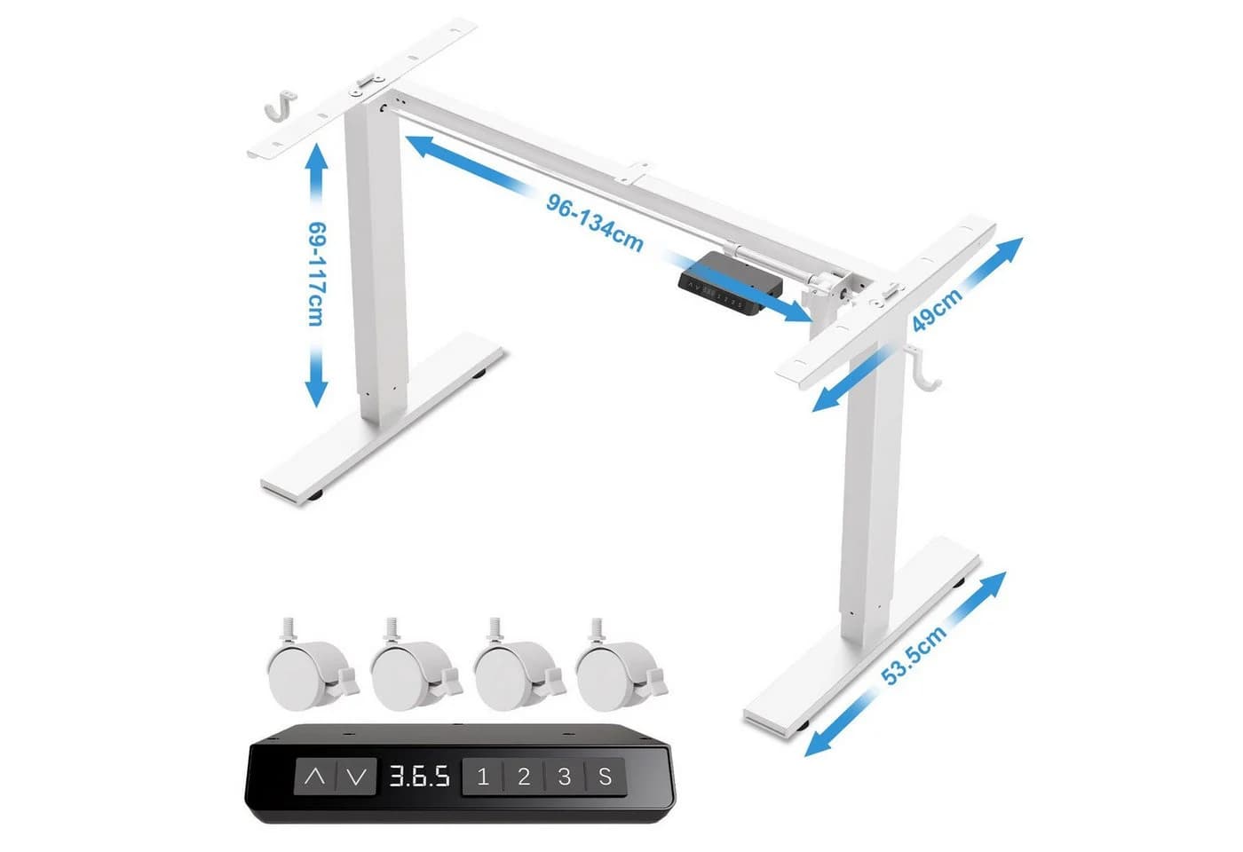 HOMAVO Elektrischer Schreibtischständer Weiß Höhenverstellbar mit USB