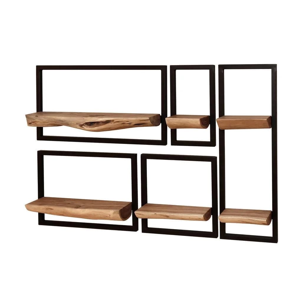 Hoyz Collection Wandregal-Set Edge Braun Massivholz Live-Edge