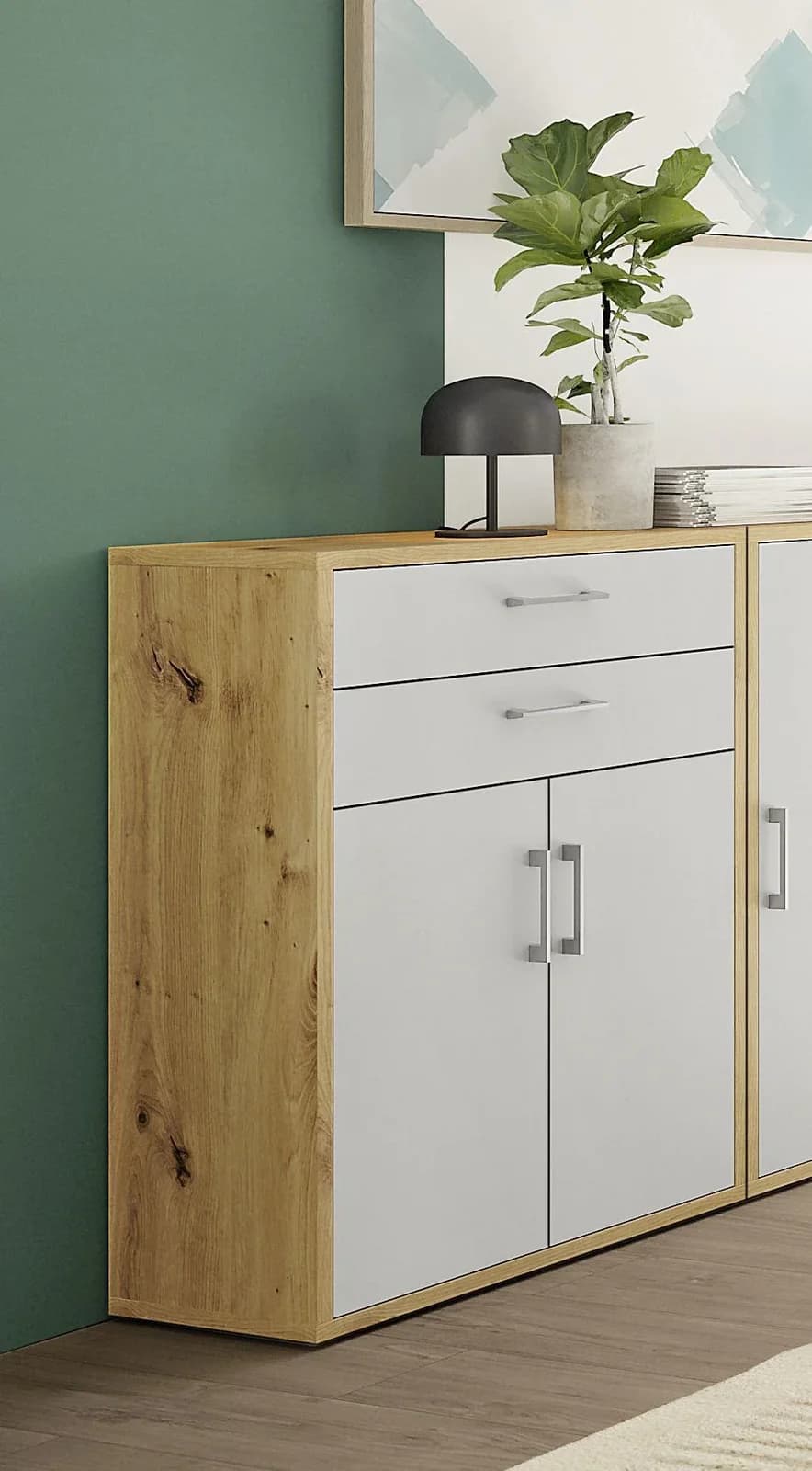 vito Highboard VARY Kreidegrau Modernes Sideboard mit Türen und Schubladen