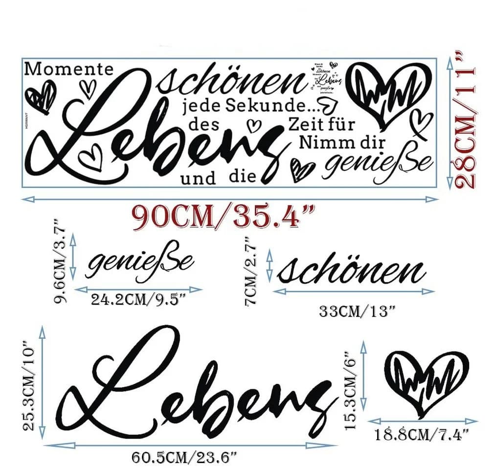 FOUORTUNATE-BEE Wandtattoo 2er Set Schrift Wandaufkleber