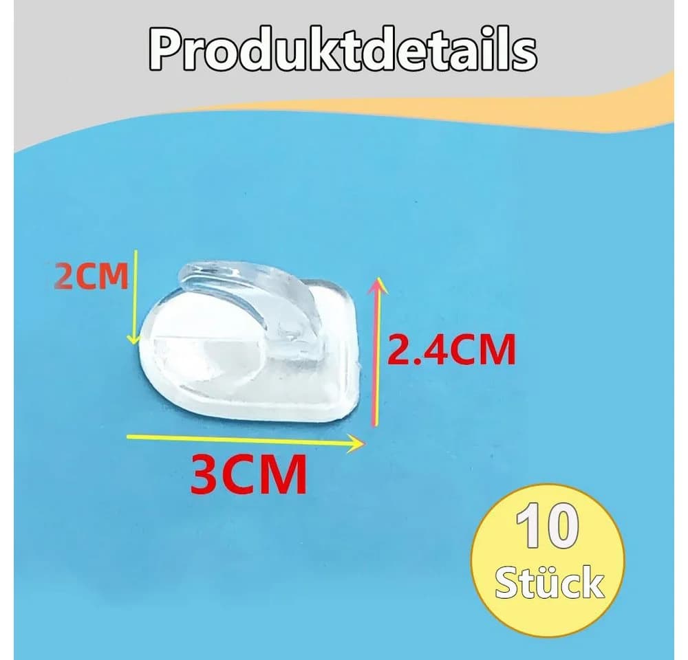 FOUORTUNATE-BEE Klebehaken 10er Set Transparent Selbstklebend Ohne Bohren