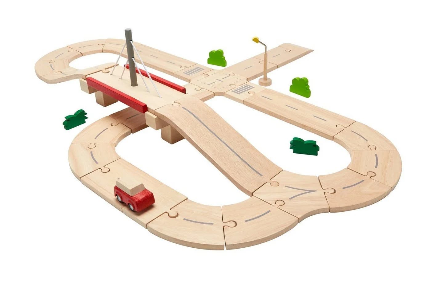 Plantoys Straßensystem Holz Spielzeug-Auto Set