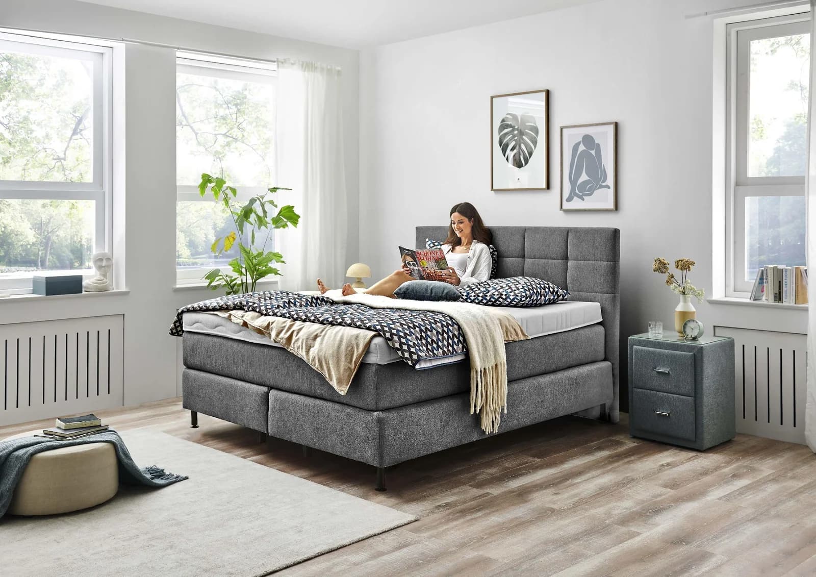 Boxspringbett Elastoform OLINTO mit 7-Zonen Matratze und Topper
