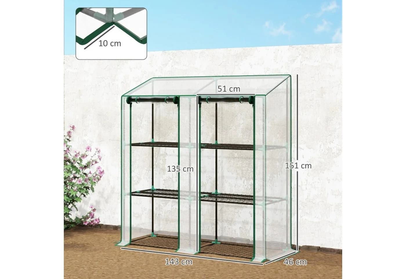 MC Star Mini-Gewächshaus 3 Etagen Transparent Kunststoff