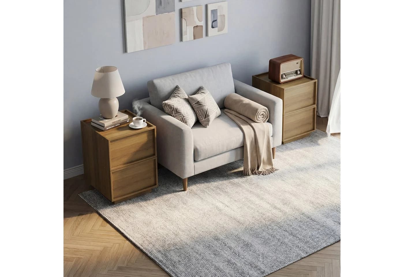 MC Star Nachttisch Modern Eiche Braun Grifflose Schubladen
