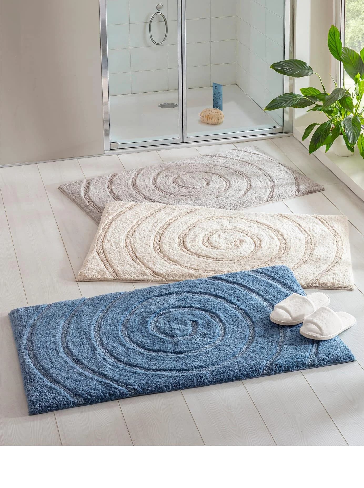 HEINE HOME Badematte Taubenblau Halbrund 50x80cm