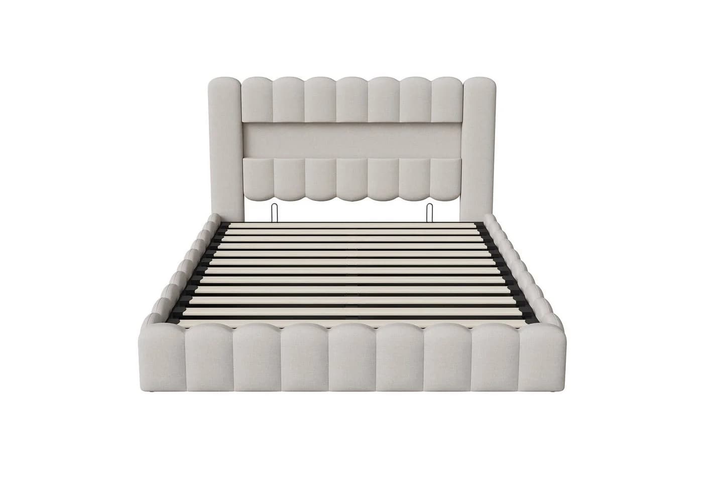 PXloue LED Polsterbett Doppelbett Jugendbett Bettkasten USB-Anschluss 140x200 cm