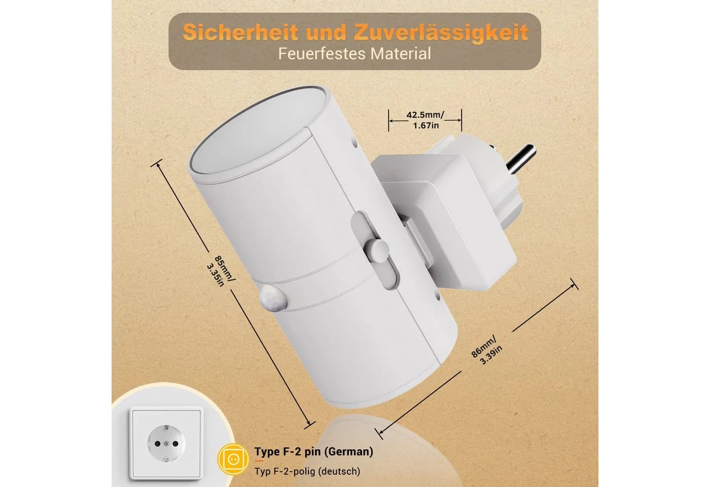 LOHAS-LED Nachtlicht Zylinder Weiß Bewegungssensor Dimmbar 3000K
