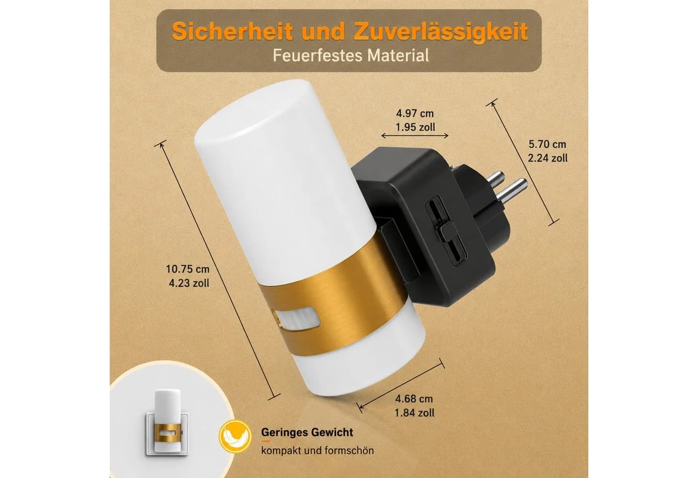 LOHAS LED Nachtlicht 2er-Set mit Bewegungsmelder, Dimmbar, Warmweiß