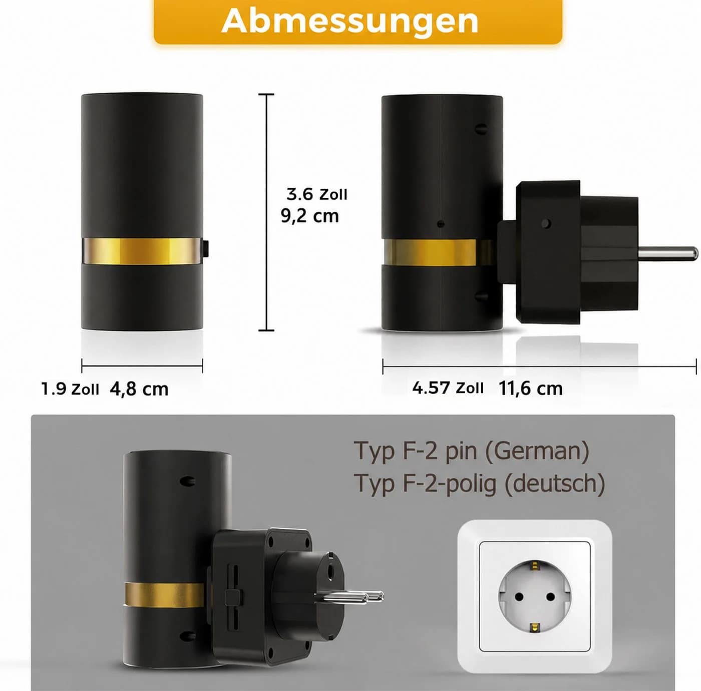 LOHAS-LED Nachtlicht 2er-Set Schwarz/Gold mit Dämmerungssensor