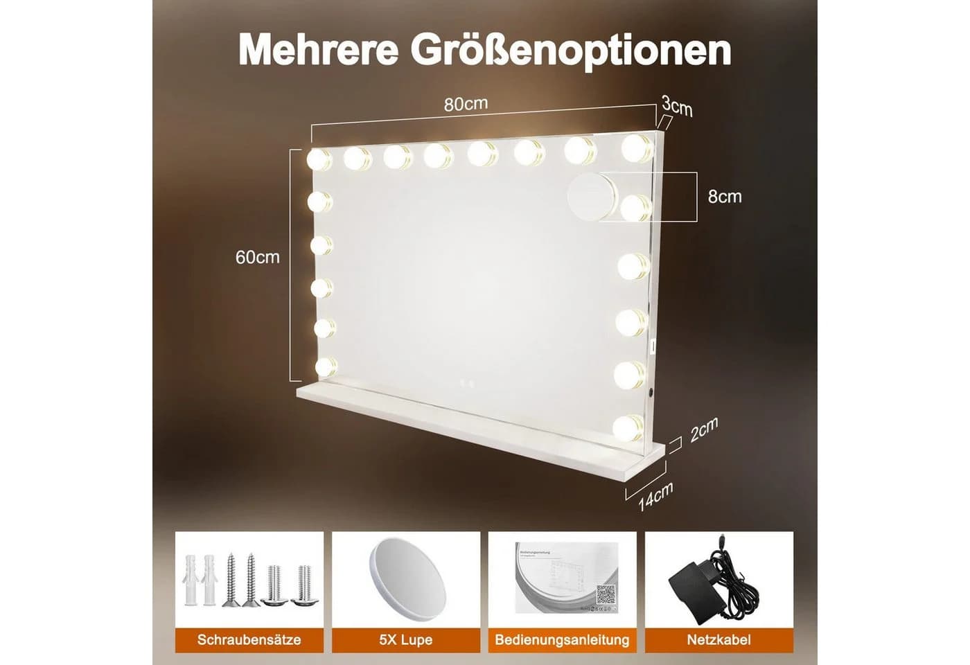 ZMH Hollywood Kosmetikspiegel mit LED-Beleuchtung und Bluetooth