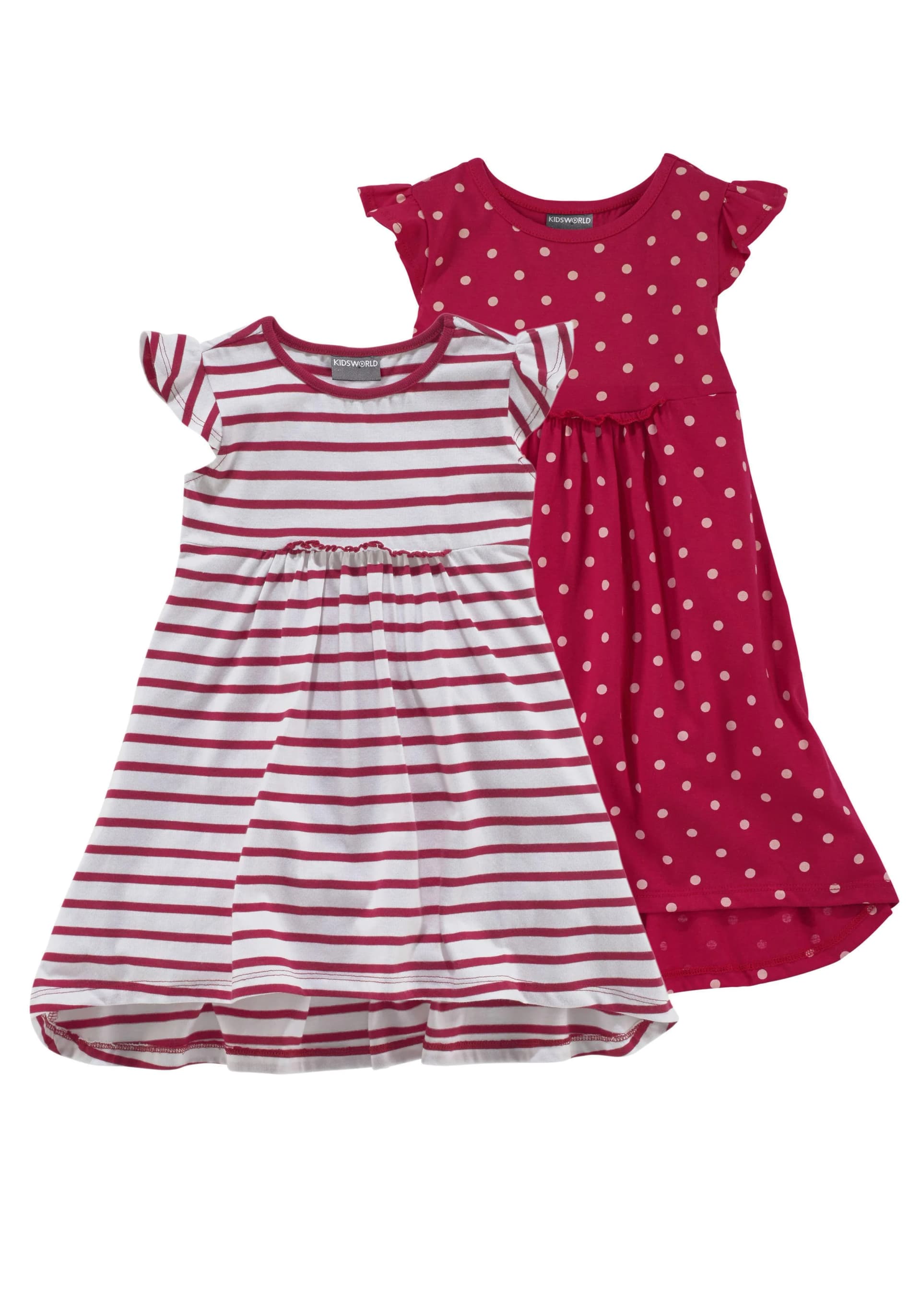 KIDSWORLD Jerseykleid für Mädchen rot-weiß Gr. 92/98