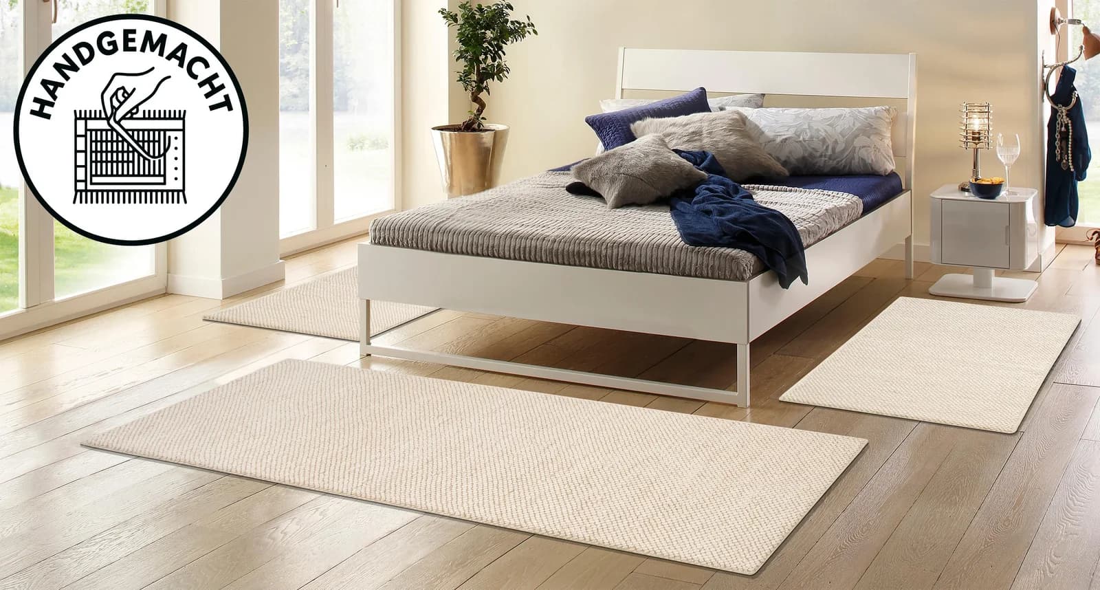 OTTO HOME Bettumrandung Set Wolly Beige Handgewebt