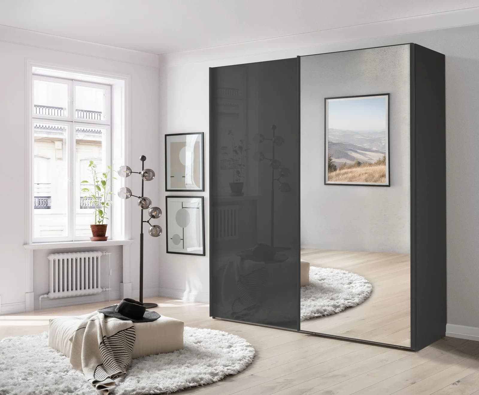 Rolf Weber WEEZE Kleiderschrank 200 cm Grau Glas Spiegel