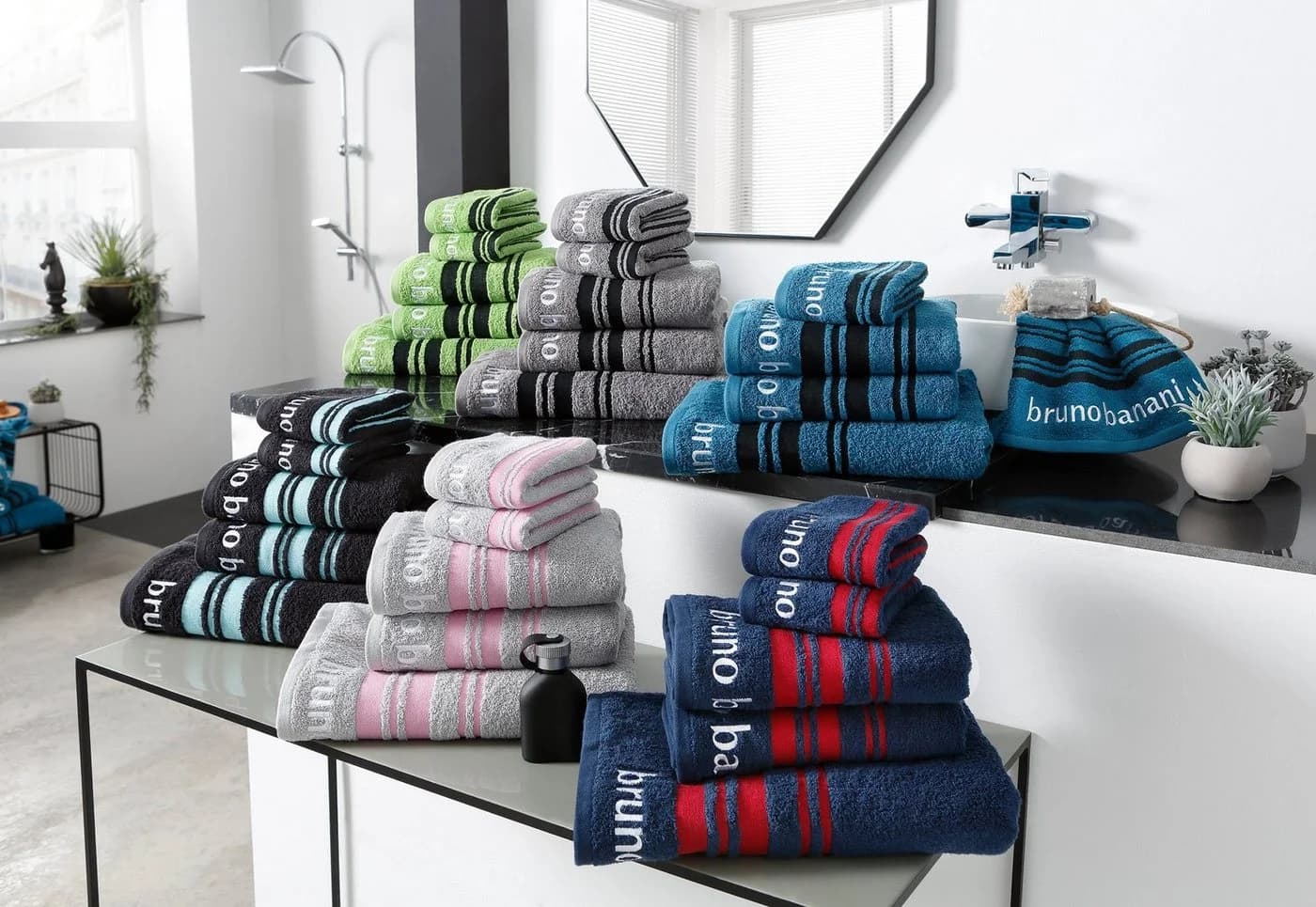 Bruno Banani Handtuch Set Daniel 5-tlg. Anthrazit Walkfrottee
