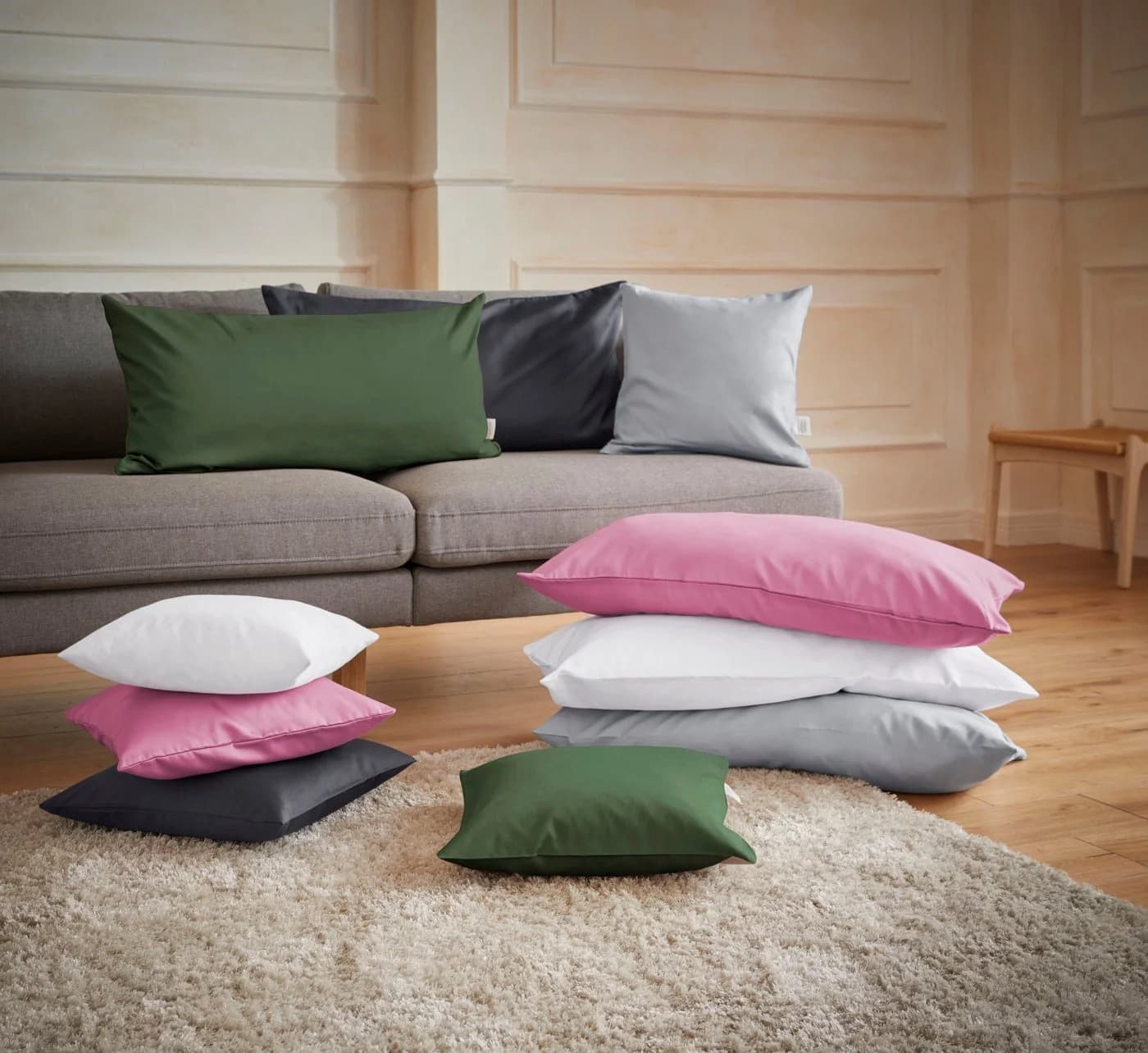 OTTO HOME Kissenbezug Mila Grün Satin 40x40cm Baumwolle