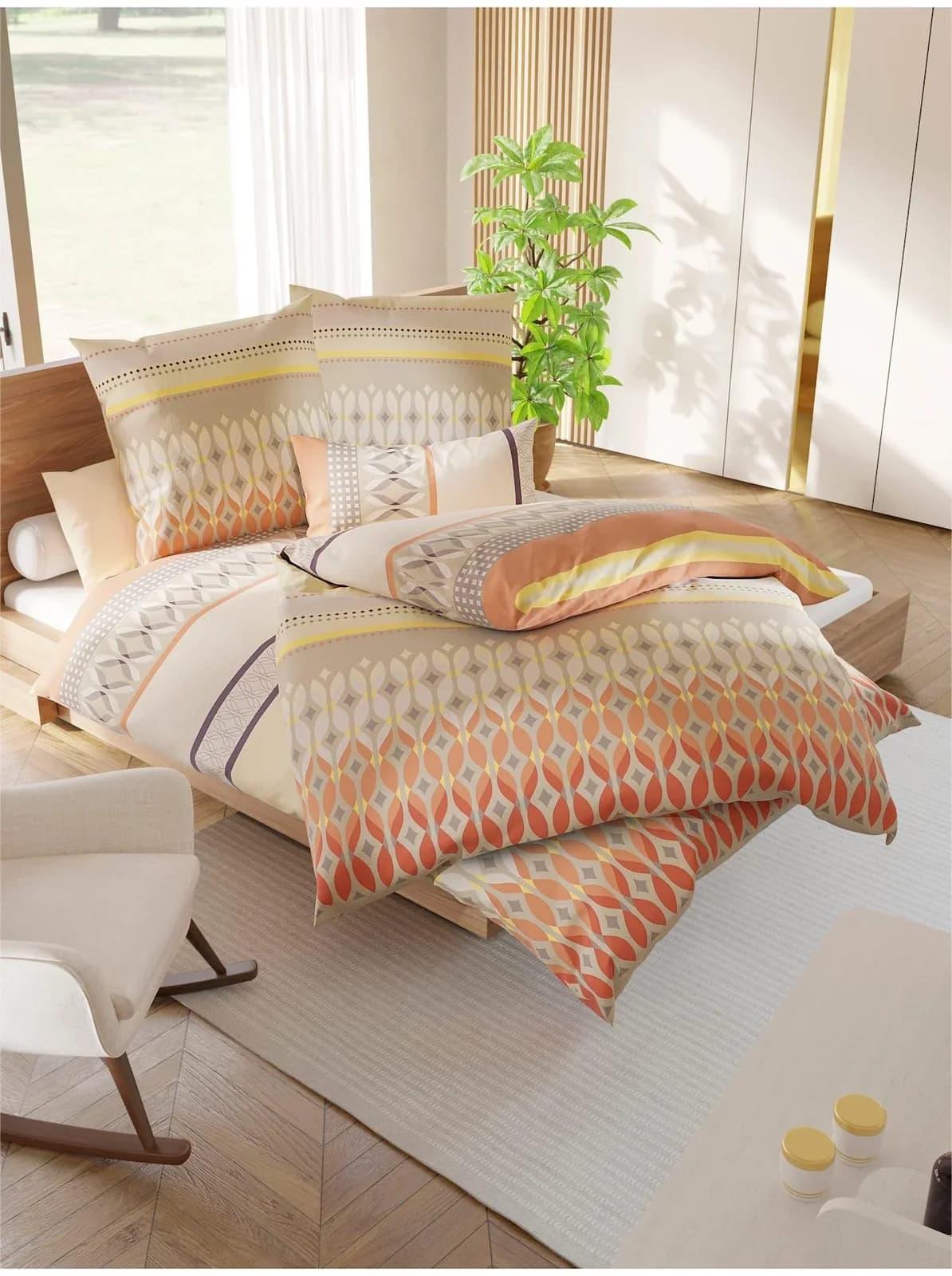 WÄSCHEPUR Bettwäsche Set 135x200cm Vanille/Terra Baumwolle