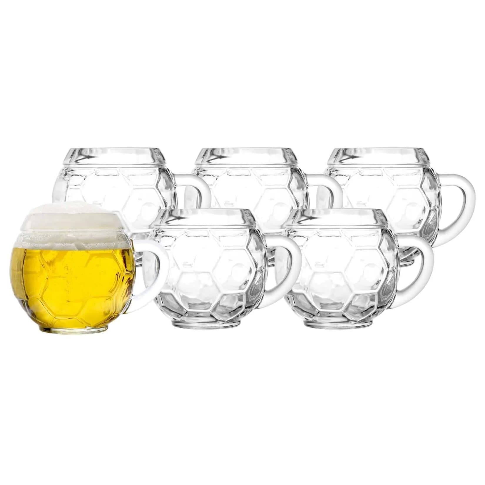 Stölzle Bierkrug Fußball 400 ml 6er Set transparent