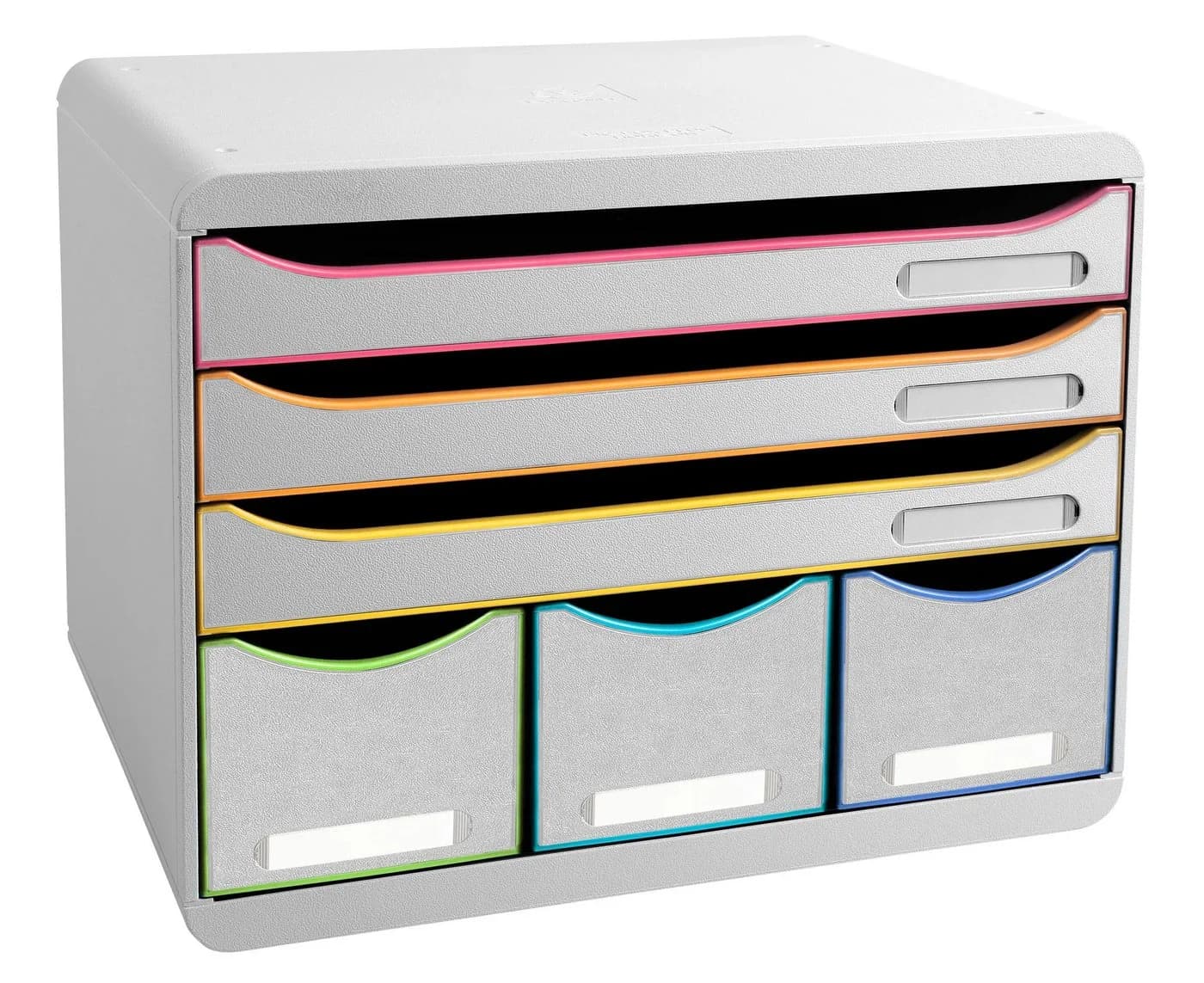 EXACOMPTA STOREBOX Schubladenbox 6 offen Weiss/Harlekin stapelbar