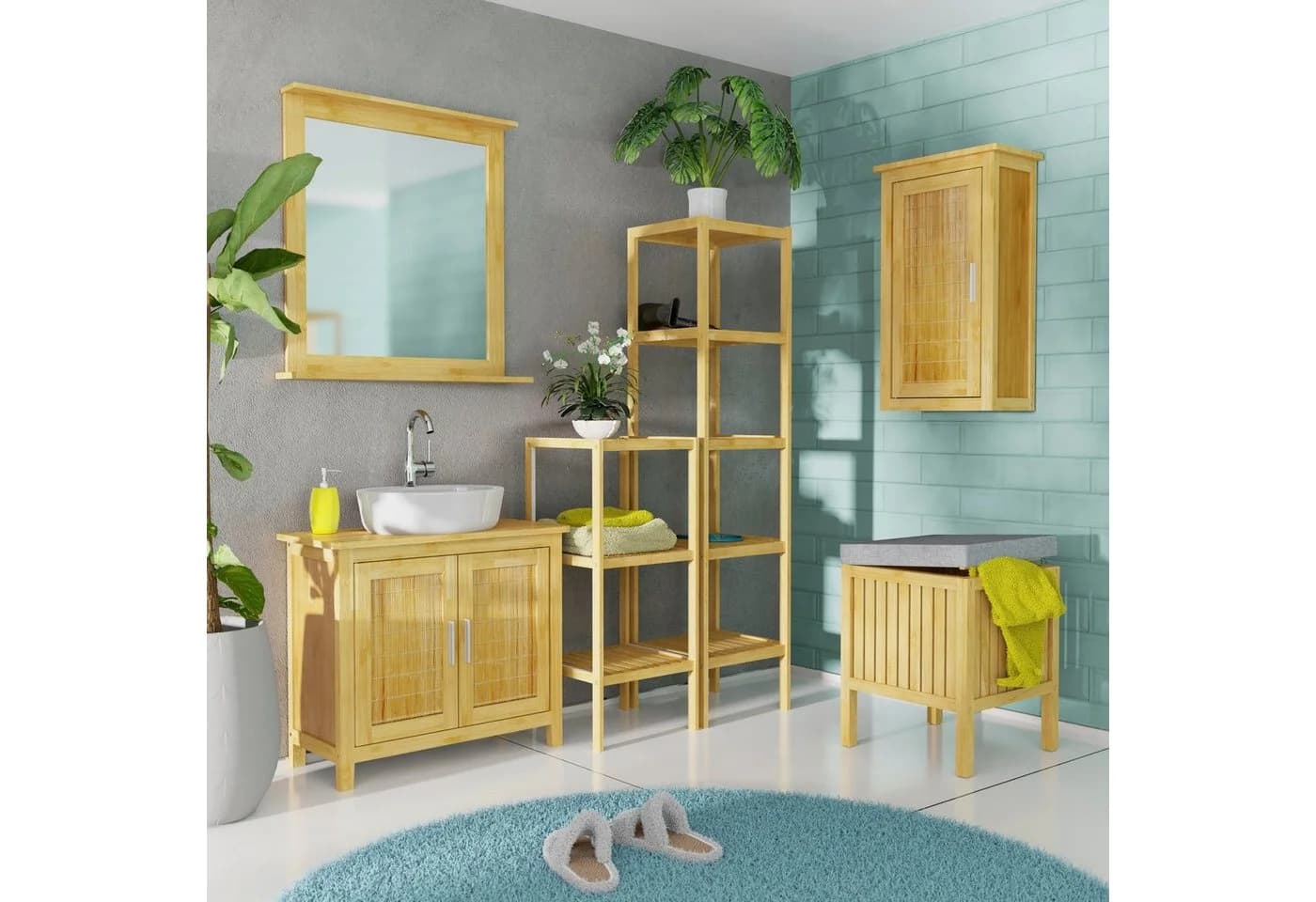 EISL Badspiegel Bambus mit Ablage Beige Natur